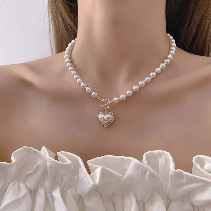 Pearl Choker Necklace Vintage - 새로운 빈티지 스타일 모조 진주 초커