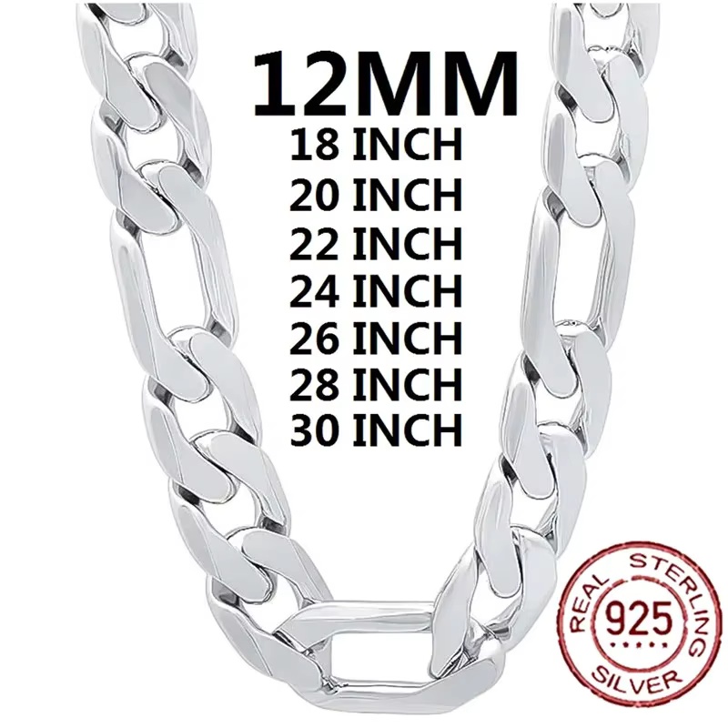 Cuban Link Chain 12Mm - 남성용 925 스털링 실버 목걸이, 클래식한