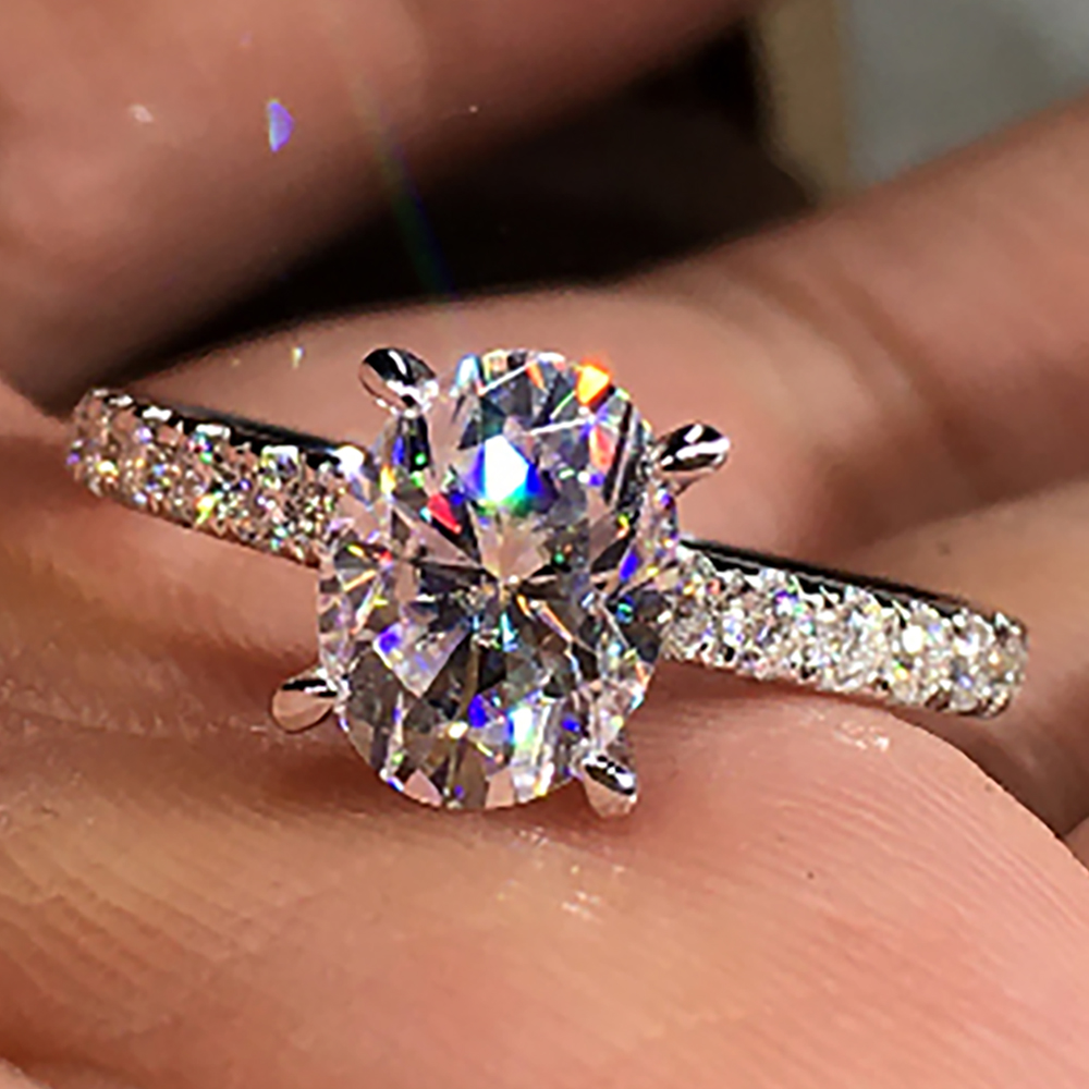 Moissanite Engagement Ring 1 Carat - 맞춤형 솔리드 10K 화이트 골드 여성