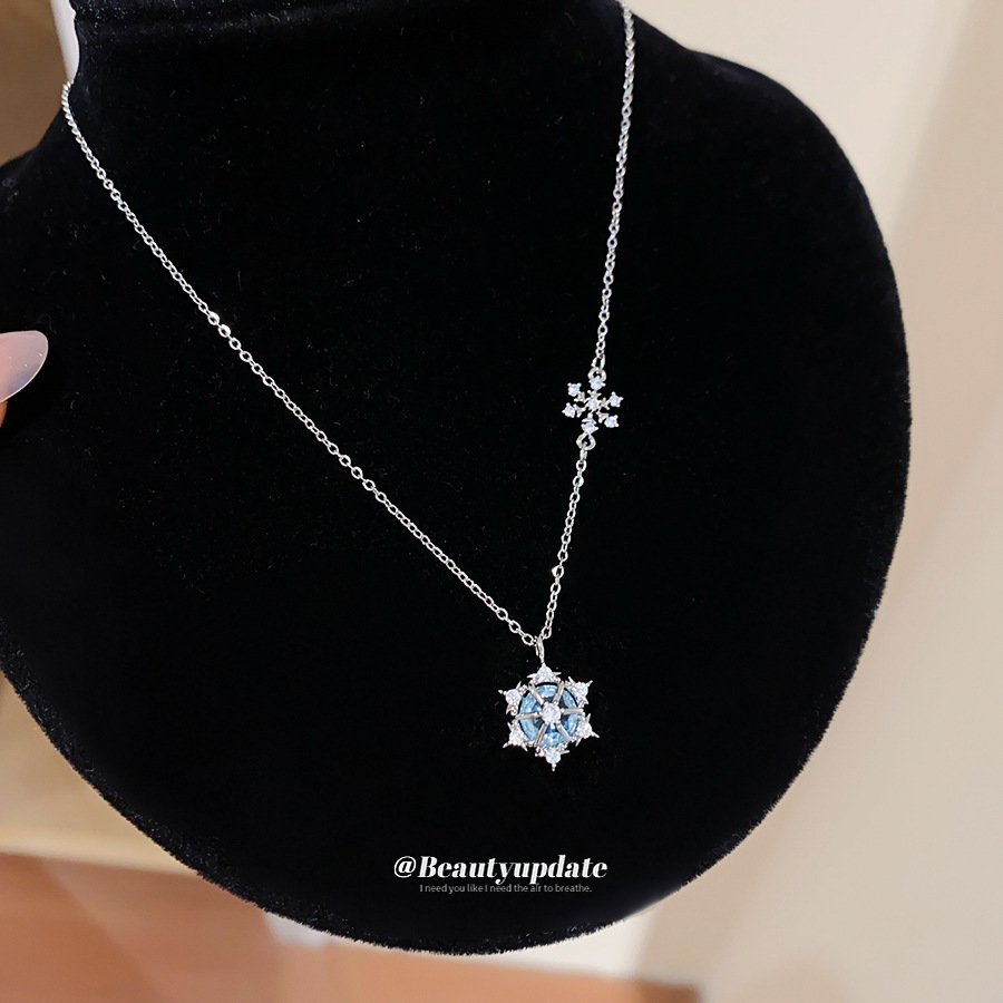 반짝이는 얼음 결정 눈꽃 펜던트 목걸이, 블루 지르콘  - Layered Pendant Necklace Aesthetic 리뷰 및 가격